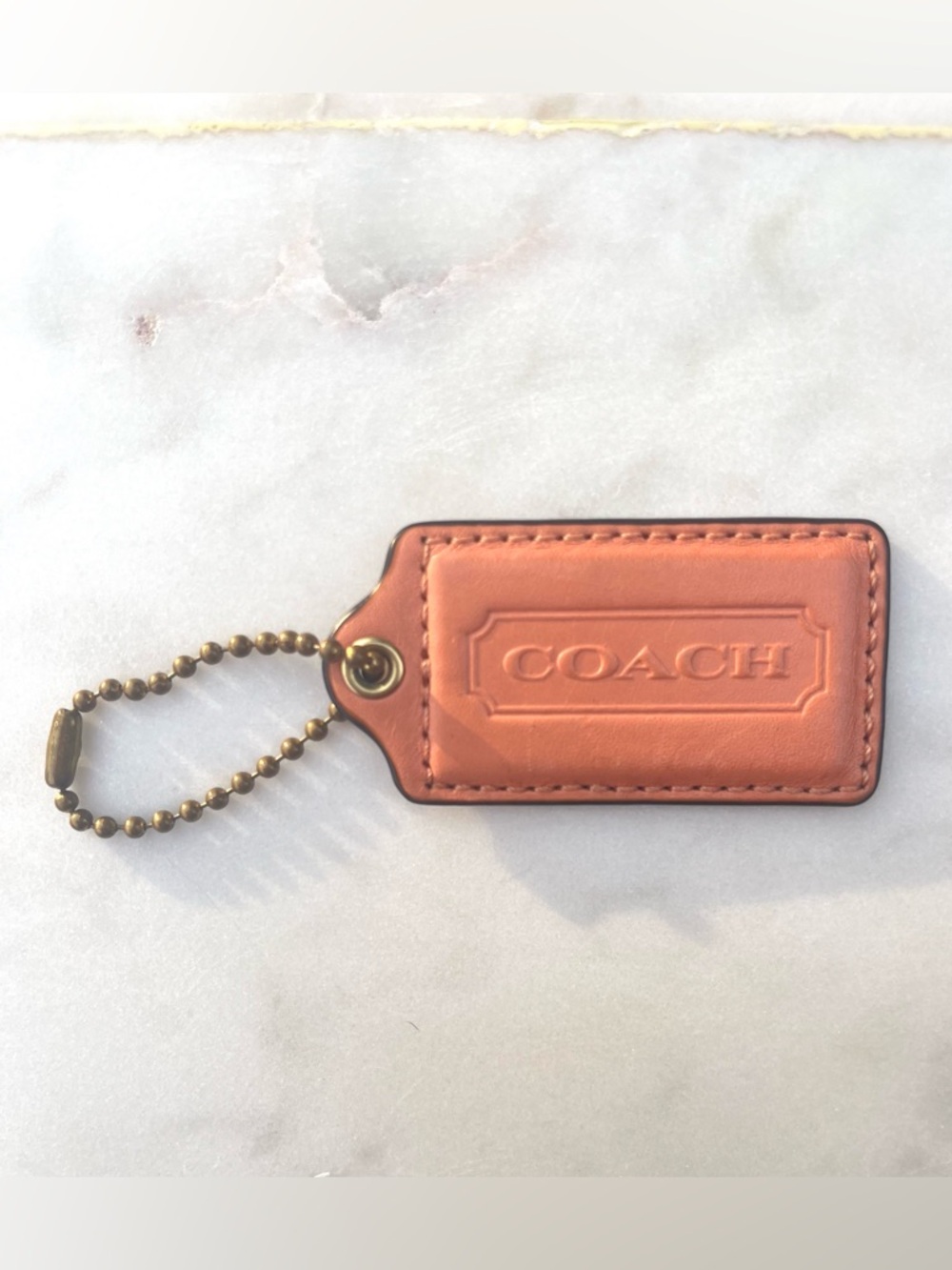 COACH Vintage Leather Hang Tag, Peach LARGE